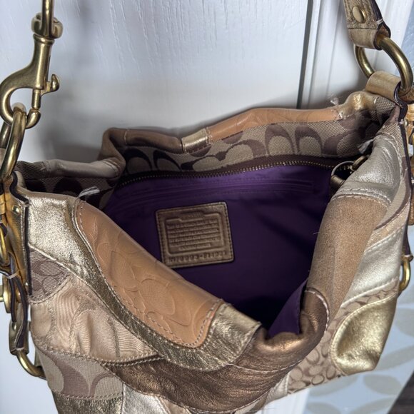 Coach Carly Patchwork Gold Shoulder Bag - Picture 3 of 3
